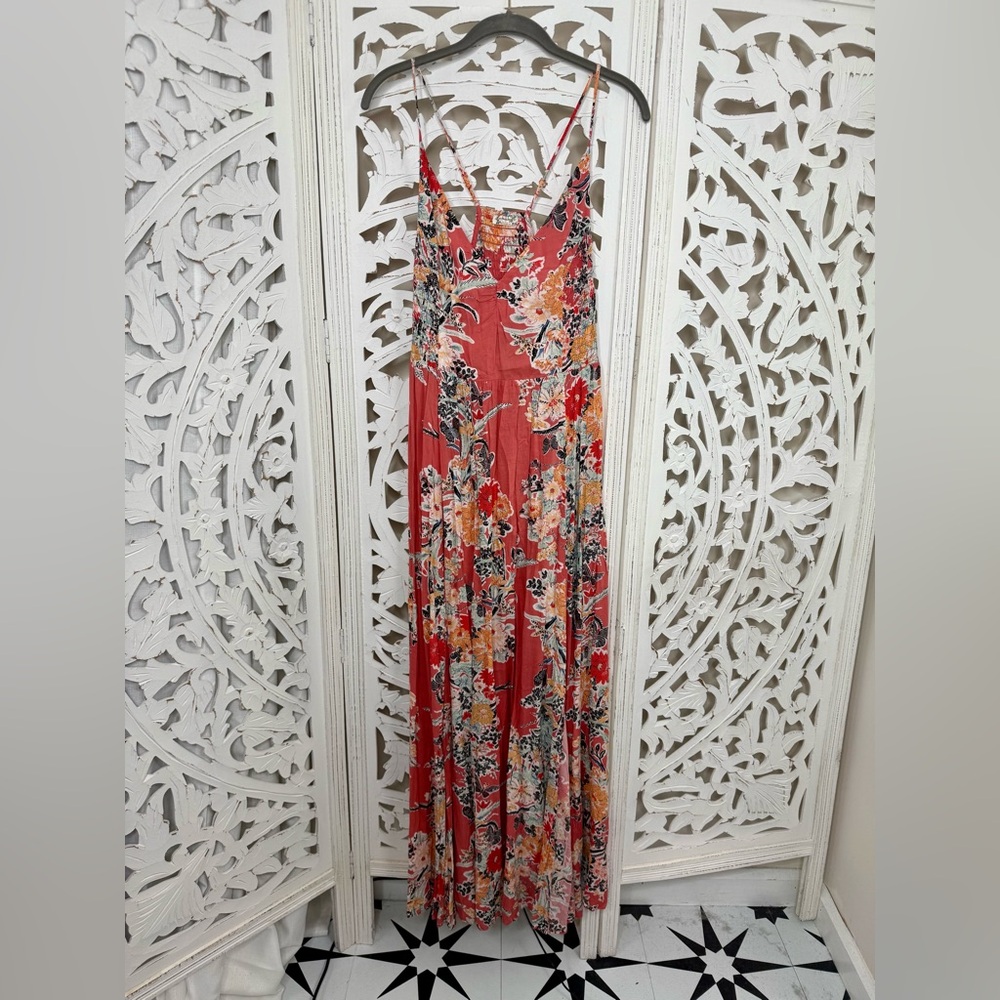 Free People Through the Vine Salmon Floral Maxi Dress - Picture 3 of 11